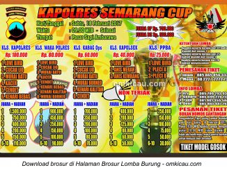 Brosur Lomba Burung Berkicau Kapolres Semarang Cup, Ambarawa, 18 Februari 2017