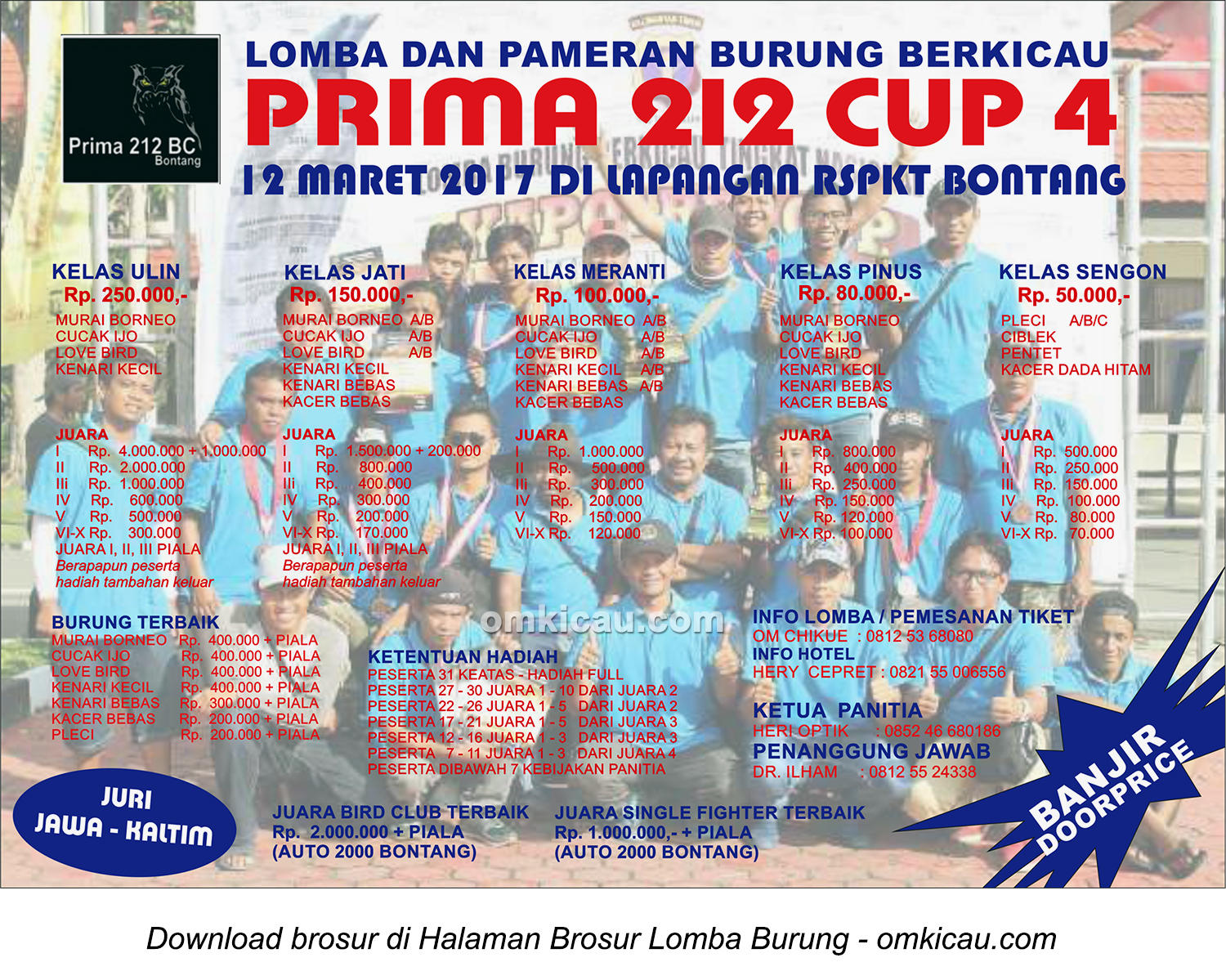 Brosur Lomba Burung Berkicau Prima 212 Cup 4, Bontang, 12 Maret 2017