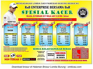 Brosur Latpres Spesial Kacer RnB Enterprise bersama BnR, Jakarta Barat, 28 Februari 2017