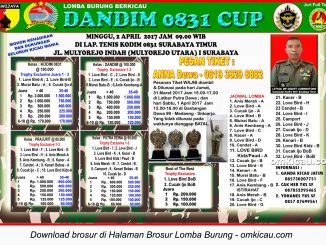 Brosur Lomba Burung Berkicau Dandim 0831 Cup, Surabaya, 2 April 2017