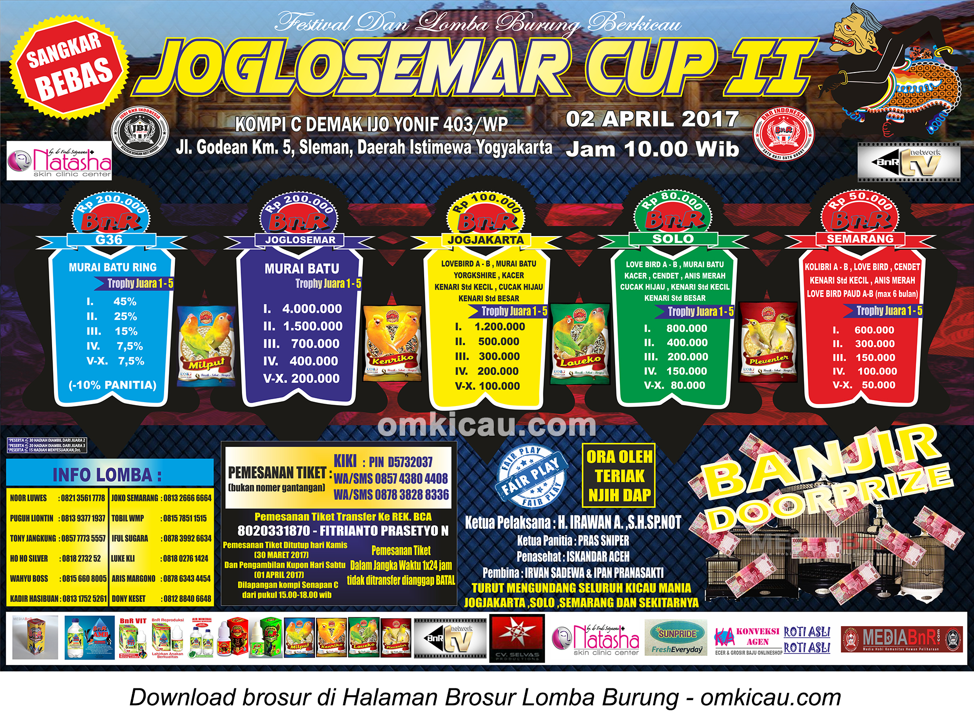 Brosur Lomba Burung Berkicau Joglosemar Cup II, Jogja, 2 April 2017
