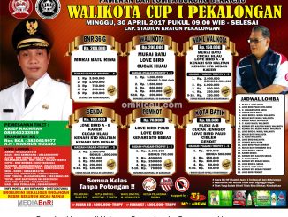 Brosur Lomba Burung Berkicau Wali Kota Cup I, Pekalongan, 30 April 2017