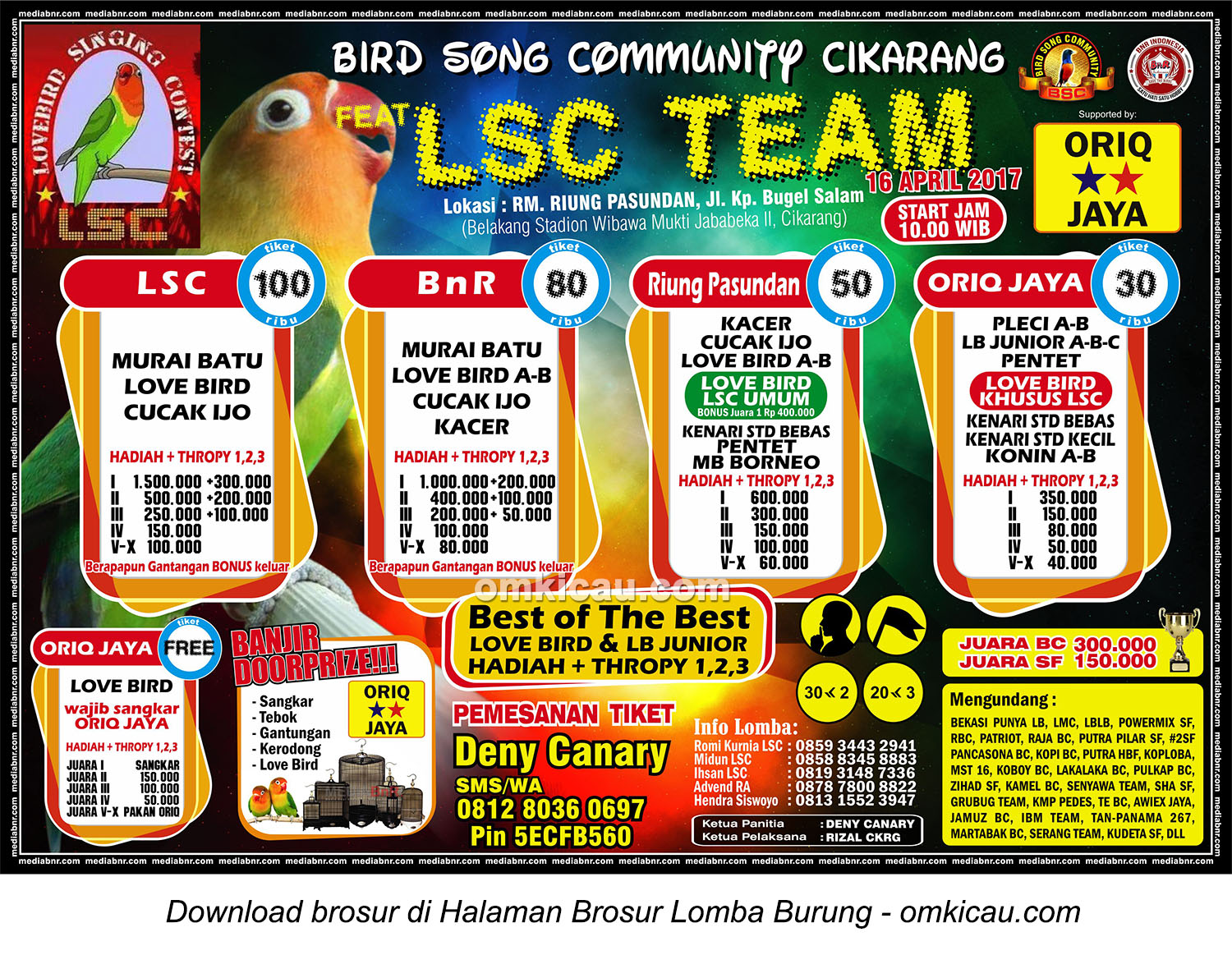 Brosur Lomba Burung Berkicau BSC feat LSC Team, Cikarang, 16 April 2017