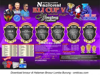 Brosur Lomba Burung Berkicau - Singing Contest KLI Cup V, Tangerang, 14 Mei 2017