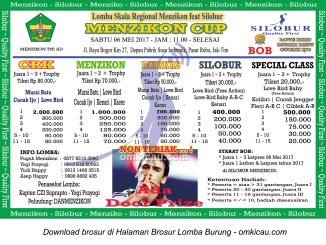 Brosur Lomba Burung berkicau Menzikon Cup feat Silobur, Jakarta Timur, 6 Mei 2017