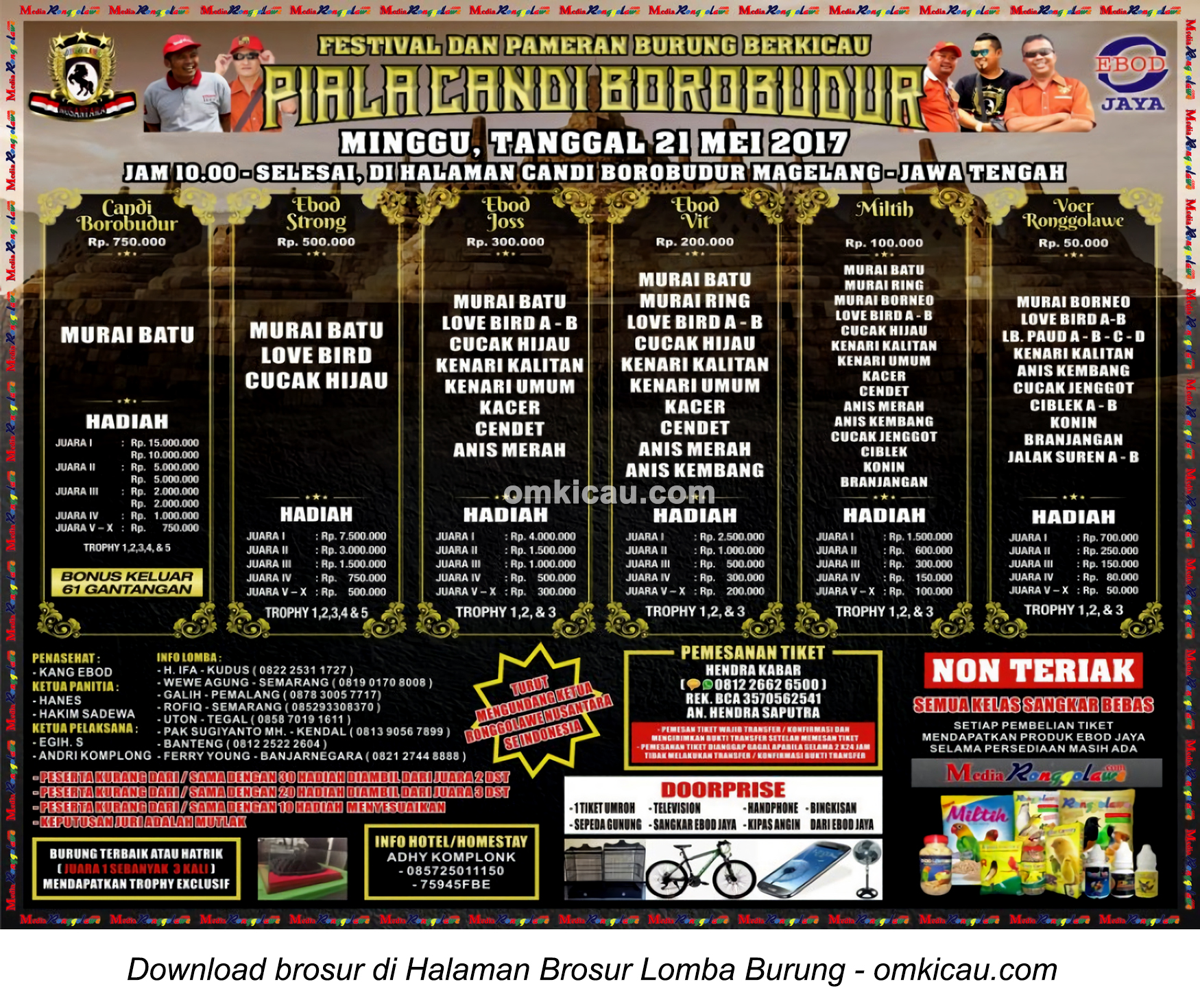 Brosur Revisi Lomba Burung Berkicau Piala Candi Borobudur Magelang 21 Mei 201