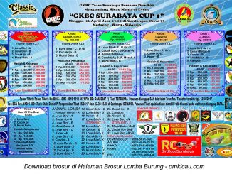 Brosur Terbaru Lomba Burung Berkicau GKBC Surabaya Cup 1, Sidoarjo, 16 April 2017