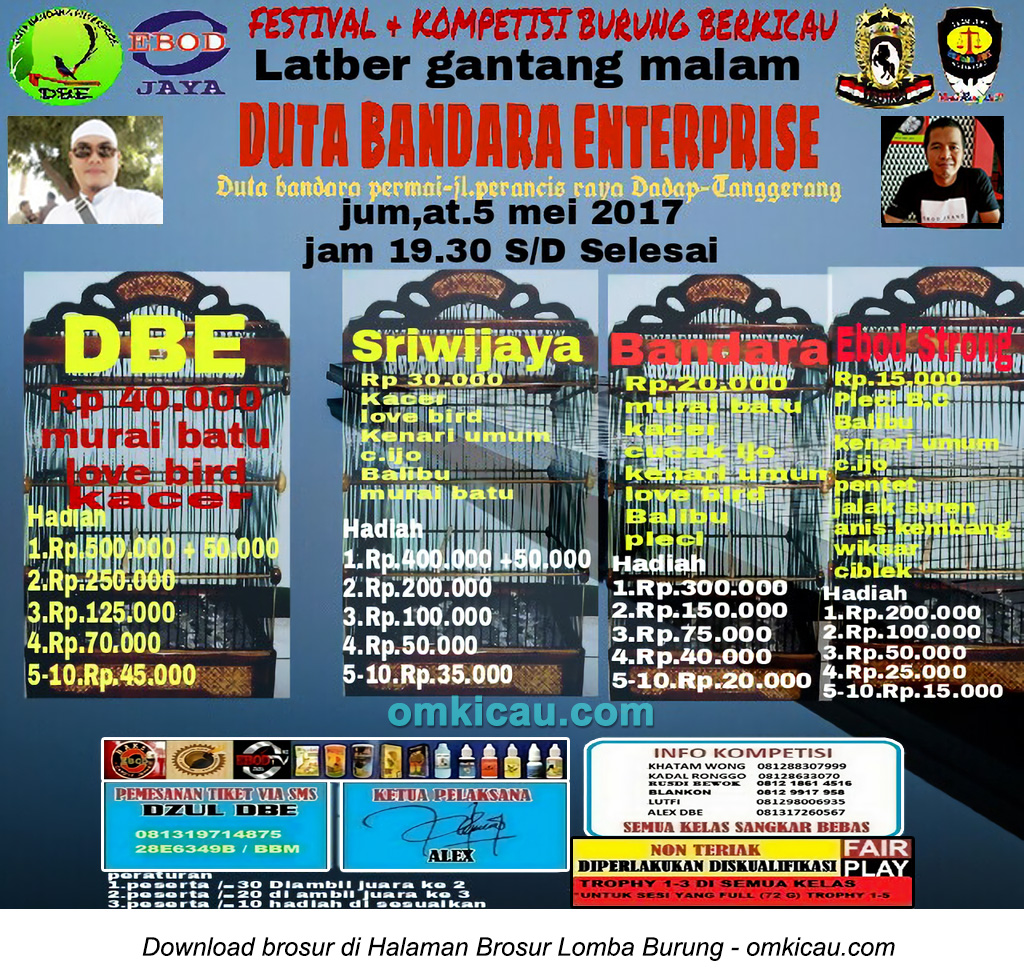 Brosur Latber Gantang Malam Duta Bandara Enterprise, Tangerang, 5 Mei 2017