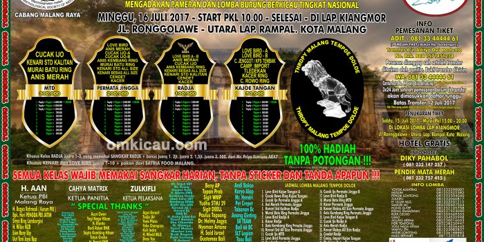 Brosur lomba burung Malang Tempo Doeloe