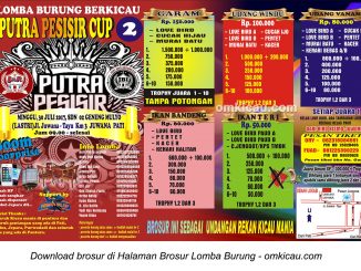 Brosur Lomba Burung Berkicau Pesisir Cup 2 Juwana, Pati, 30 Juli 2017