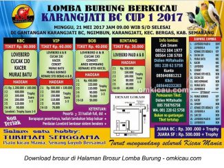 Brosur Revisi Lomba Burung Berkicau Karangjati BC Cup 1, Semarang, 21 Mei 2017
