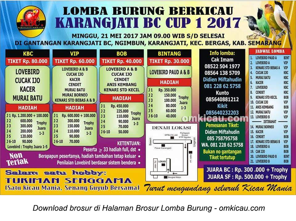 Brosur Revisi Lomba Burung Berkicau Karangjati BC Cup 1, Semarang, 21 Mei 2017