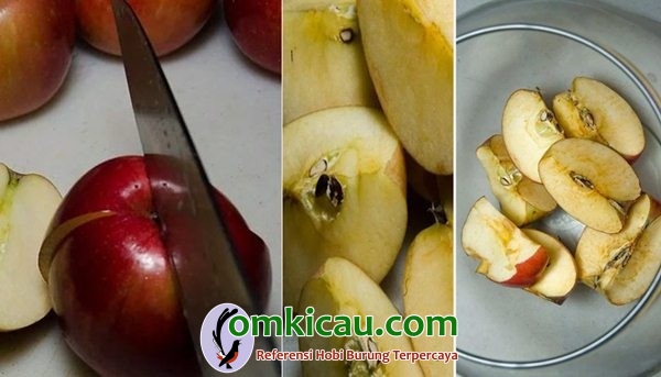 memotong buah apel