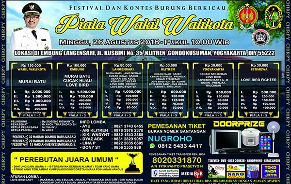 Lomba burung berkicau Piala Wakil Wali Kota Jogja, Minggu 