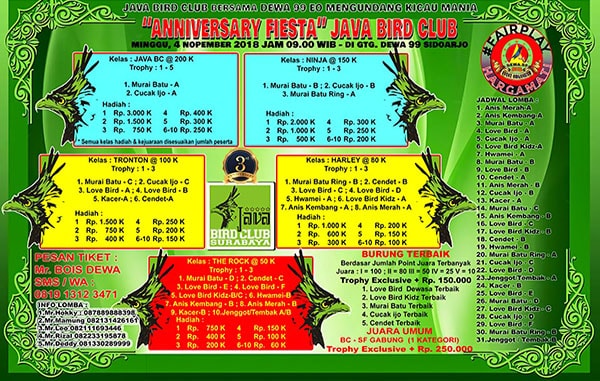 Anniversary Fiesta Java Bird Club