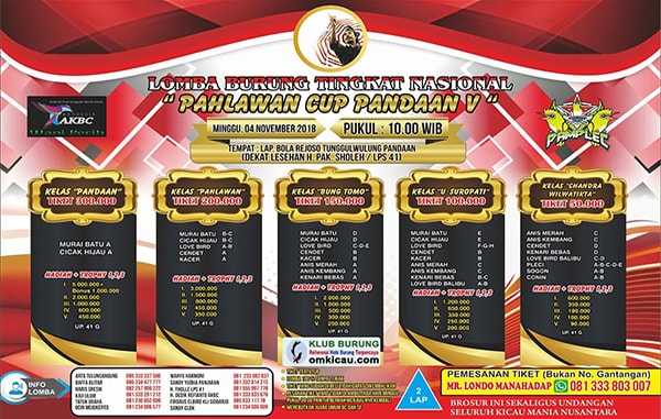 Lomba Burung Berkicau Pahlawan Cup Pandaan V 4 November 2018 Tiket 300 Ribu Hadiah 5 Juta Om Kicau