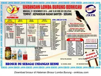 Brosur Lomba Burung Berkicau Metro Flying Bc Serang 21 Desember 2014