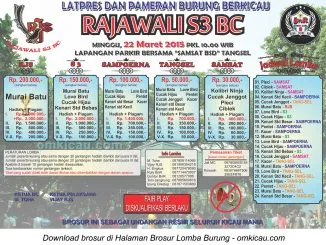 Brosur Latpres Burung Berkicau Rajawali S3 BC, Tangsel, 22 Maret 2015