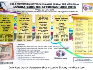 Brosur Lomba Burung Berkicau UBC 2015, Sumedang, 29 Maret 2015