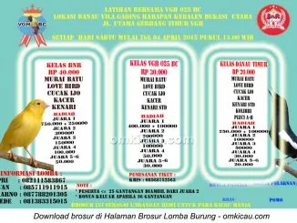 Brosur Lomba Burung Berkicau VGH 025 BC, Bekasi Utara, 4 April 2015