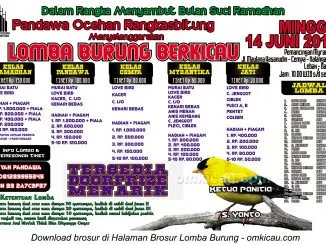 Brosur Lomba Burung Berkicau Pandawa Ocehan Rangkasbitung, Lebak, 14 Juni 2015