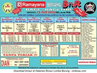 Brosur Lomba Burung Berkicau Ramayana-BnR Bagi-Bagi THR, Tangerang Selatan, 12 Juli 2015