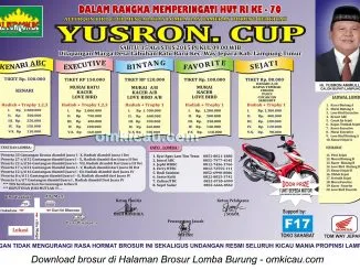 Brosur Lomba Burung Berkicau Yusron Cup, Lampung Timur, 15 Agustus 2015