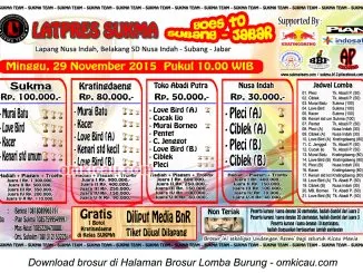 Brosur Latpres Burung Berkicau Sukma Team, Subang, 29 November 2015