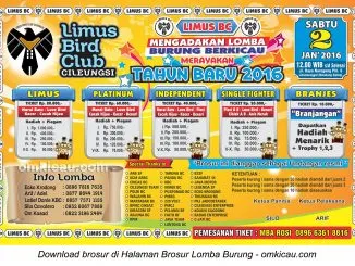 Brosur Lomba Burung Berkicau Merayakan Tahun Baru - Limus BC, Bogor, 2 Januari 2016