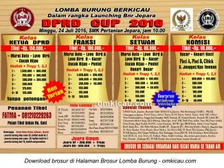 Brosur Revisi Lomba Burung Berkicau DPRD Cup - Launching BnR Jepara, 24 Juli 2016