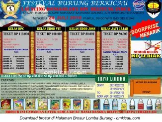 Brosur Lomba Burung Berkicau Launching Ronggolawe DPC Belitung Induk, Tanjung Pandan, 24 Juli 2016