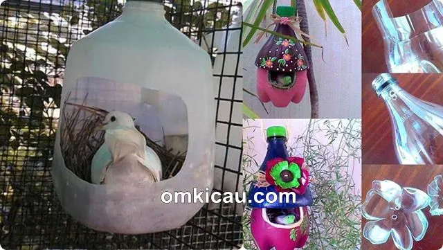 Membuat tempat sarang cantik dari botol bekas